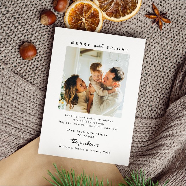 Simple Merry and Bright Family Christmas  Holiday Card (Creator Uploaded)