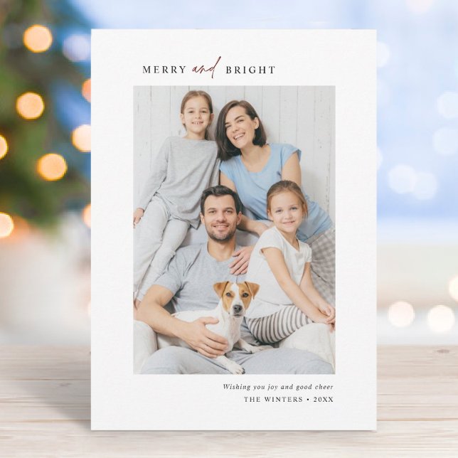 Simple Merry and Bright Photo Portrait Holiday Card (Creator Uploaded)