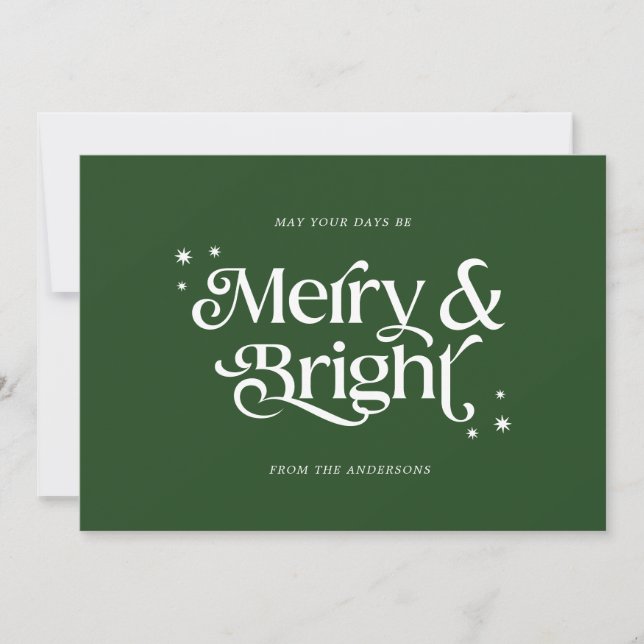Simple Merry & Bright Christmas Holiday Card (Front)