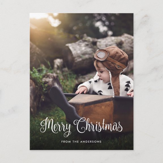 Simple Merry Christmas 2 Photo Postcards