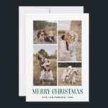 Simple Merry Christmas 4 Photo Collage | GREEN Holiday Card<br><div class="desc">Send your holiday greetings this Winter Holiday season with our minimalist and stylish holiday card, featuring a stunning 4-photo collage on the front and a striking "Merry Christmas" message in modern green typography with retro vibes. Personalize the front of the card with your own photos and name for a truly...</div>