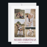 Simple Merry Christmas 4 Photo Collage | PLUM Holiday Card<br><div class="desc">Send your holiday greetings this Winter Holiday season with our minimalist and stylish holiday card, featuring a stunning 4-photo collage on the front and a striking "Merry Christmas" message in modern DEEP WINTER PLUM typography with retro vibes. Personalize the front of the card with your own photos and name for...</div>