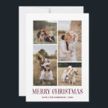 Simple Merry Christmas 4 Photo Collage | PLUM Holiday Card<br><div class="desc">Send your holiday greetings this Winter Holiday season with our minimalist and stylish holiday card, featuring a stunning 4-photo collage on the front and a striking "Merry Christmas" message in modern DEEP WINTER PLUM typography with retro vibes. Personalize the front of the card with your own photos and name for...</div>