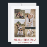 Simple Merry Christmas 4 Photo Collage | RED Holiday Card<br><div class="desc">Send your holiday greetings this Winter Holiday season with our minimalist and stylish holiday card, featuring a stunning 4-photo collage on the front and a striking "Merry Christmas" message in modern red typography with retro vibes. Personalize the front of the card with your own photos and name for a truly...</div>