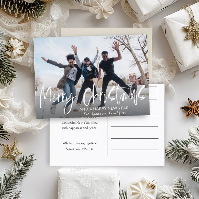 Simple Merry Christmas Calligraphy 1 Photo  Postcard (Creator Uploaded)