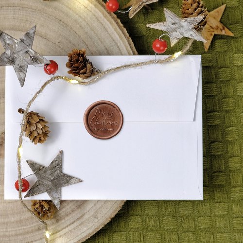 Simple Merry Christmas Calligraphy  Family Name Wax Seal Stamp