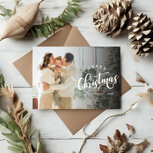 Simple Merry Christmas Calligraphy Script Photo Holiday Card