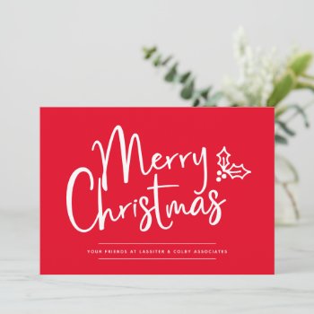 Simple Merry Christmas Editable Color Business Holiday Card by TheSpottedOlive at Zazzle