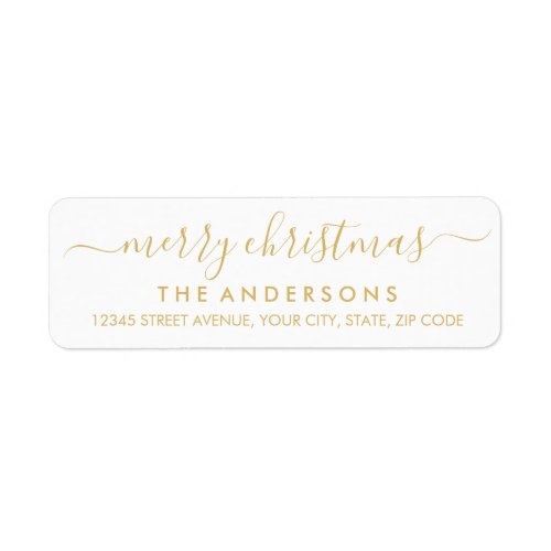 Simple Merry Christmas Gold Modern Script Holiday Label