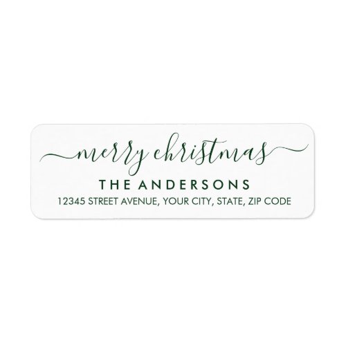 Simple Merry Christmas Green Modern Script Holiday Label