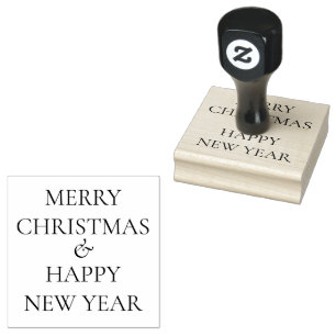 Simple Merry Christmas happy New Year Rubber Stamp