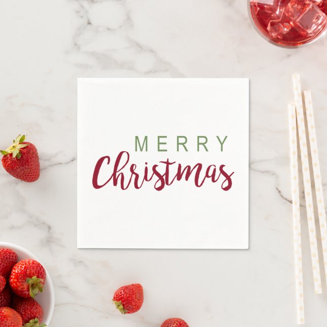 Simple Merry Christmas Holiday Party Calligraphy Napkins (Insitu)