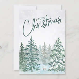 Simple Merry Christmas Message Deer In The Woods Holiday Card