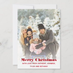 Simple Merry Christmas Message Photo Holiday Card