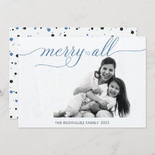 Simple Merry Christmas Photo Cobalt Blue Holiday Card