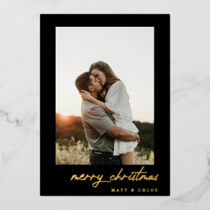 Simple Merry Christmas Photo Foil Holiday Card