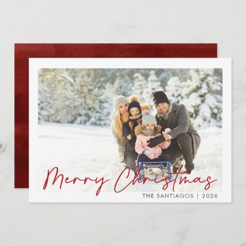 SImple Merry Christmas Photo Holiday Card