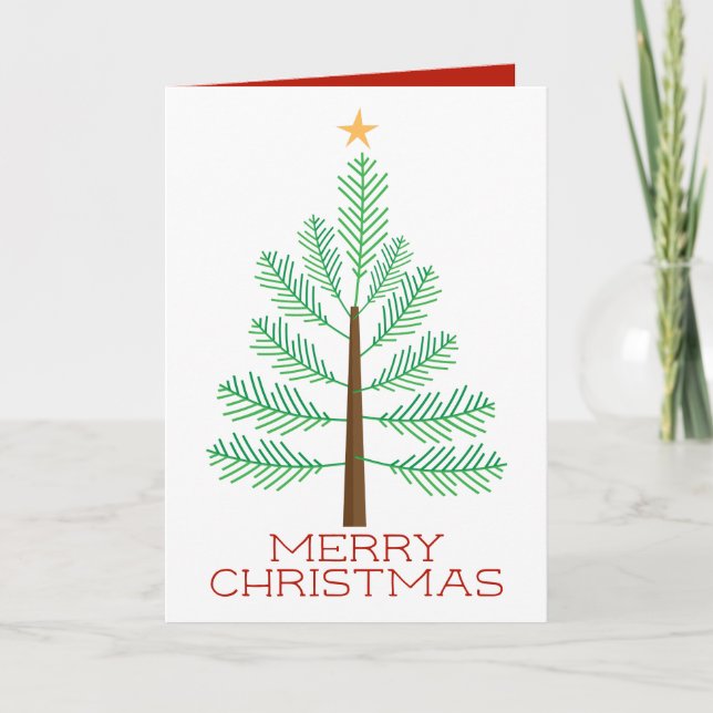 Simple Merry Christmas Pine Holiday Tree (Front)