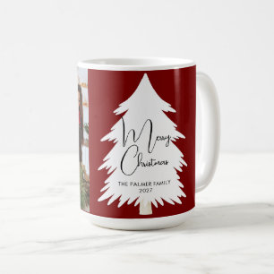 Simple Merry Christmas Pine Tree family photo Coffee Mug