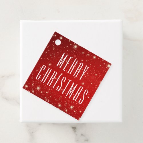 Simple MERRY CHRISTMAS Red To From Favor Tags