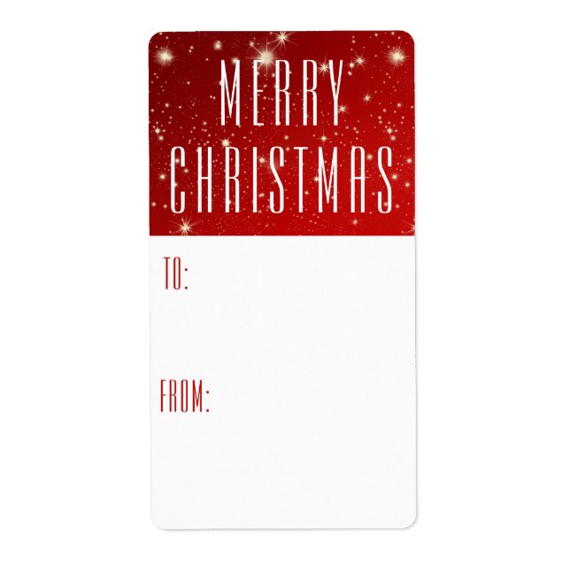 Simple MERRY CHRISTMAS Red To From Label (Front)