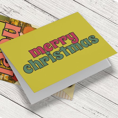 Simple Merry Christmas Retro Vintage Holiday Card