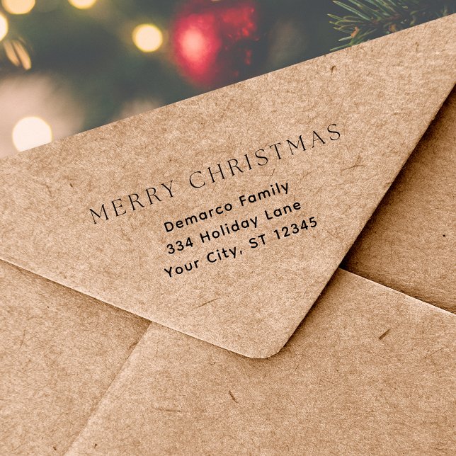 Simple Merry Christmas Return Address Rubber Stamp (Simple Merry Christmas Return Address Rubber Stamp)