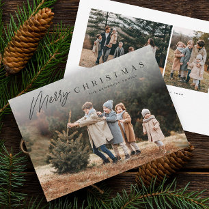 Simple Merry Christmas Script 3 Photo  Holiday Card
