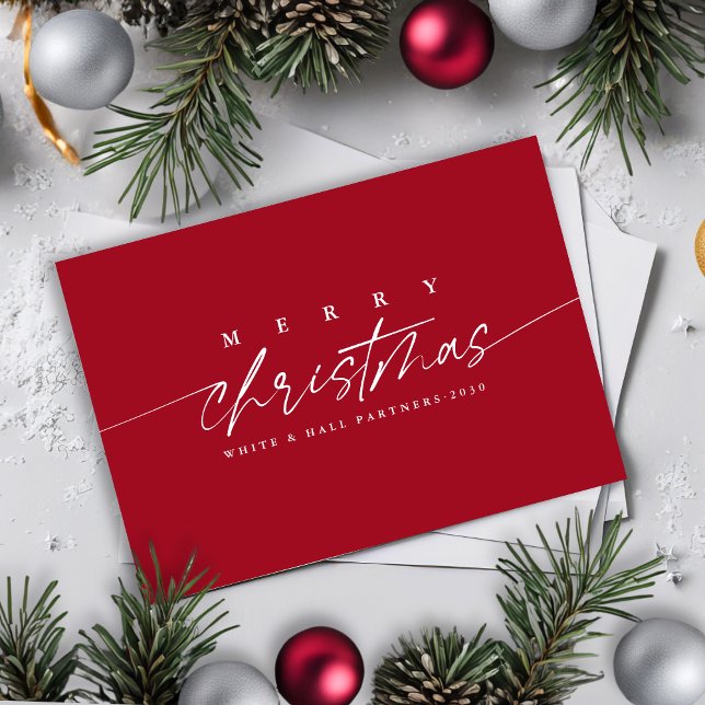 Simple Merry Christmas Script Business Holiday Card (Creator Uploaded)