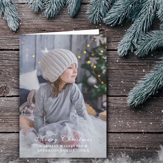 Simple Merry Christmas Script Full Photo Holiday Card (Creator Uploaded)