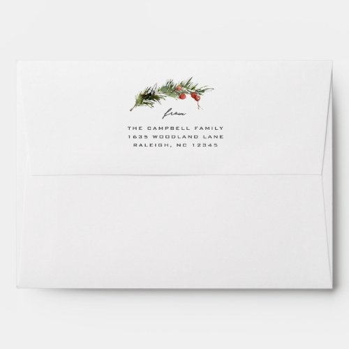 Simple Merry Christmas Script Greenery Foliage Envelope