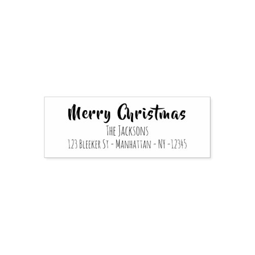Simple Merry Christmas Script Return Address Self_inking Stamp