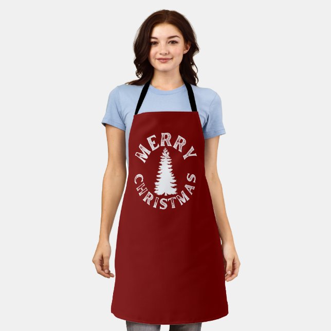 SIMPLE MERRY CHRISTMAS TREE APRON (Worn)