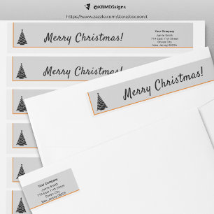 Simple Merry Christmas Tree Return Address Wrap Around Label