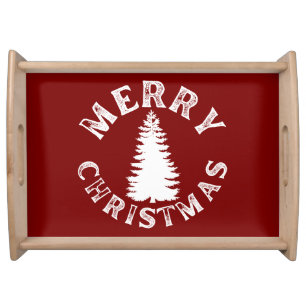 SIMPLE MERRY CHRISTMAS TREE SERVING TRAY