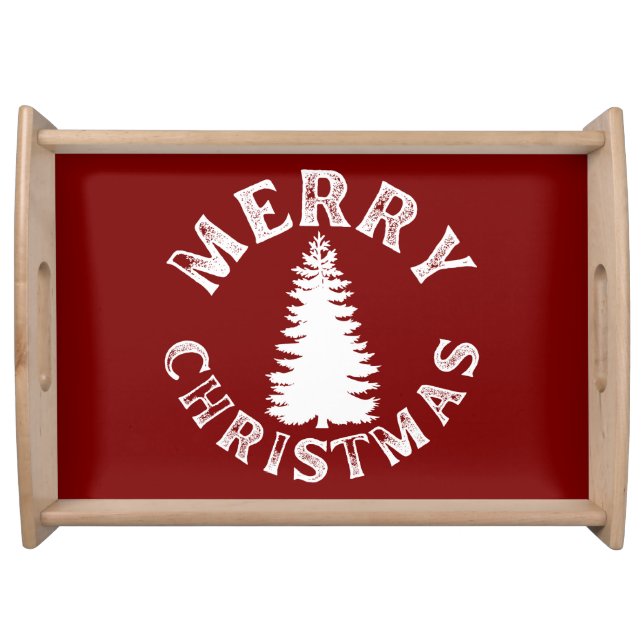 SIMPLE MERRY CHRISTMAS TREE SERVING TRAY (Front)