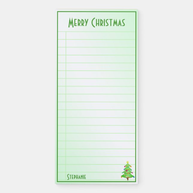 Simple Merry Christmas Tree To Do List: Your Name Magnetic Notepad (Front)