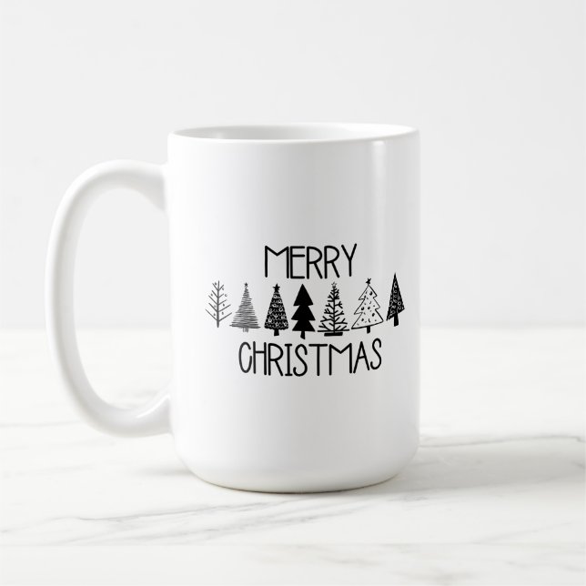 Simple Merry Christmas Trees  Coffee Mug (Left)