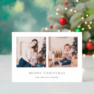 Simple Merry Christmas Two Photo Letterpress Photo Cards