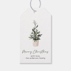  Simple Merry Christmas Watercolor Tree Gift Tags