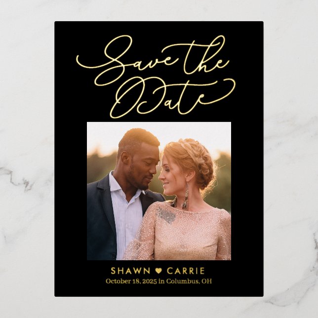 Simple Message Foil Save The Date Postcard (Front)