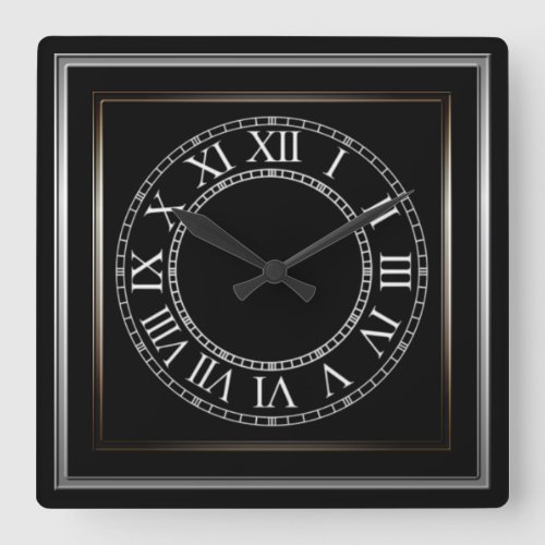 Simple Metal Frame Black 2 Square Wall Clock