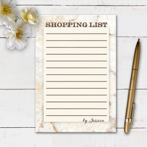 Simple Metallic and Marble Lined Shopping List Post_it Notes