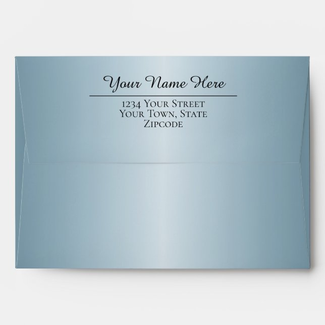 Simple Metallic Blue Gradient Return Address Envelope (Back (Top Flap))