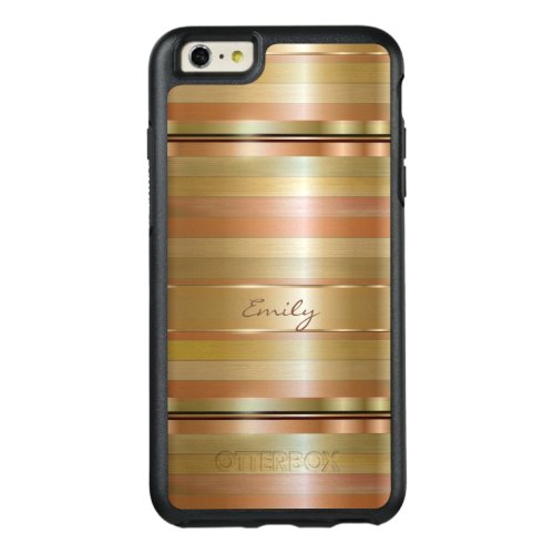 Simple Metallic Gold And Copper Stripes OtterBox iPhone 66s Plus Case