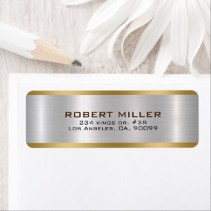 Simple Metallic silver gold accents Label