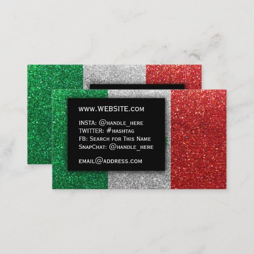Simple Mexican Flag Glitter Professional Executive Business Card