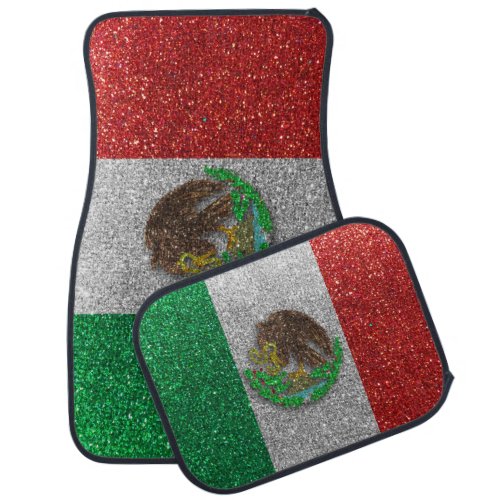 Simple Mexican Flag of Mexico Glitter Sparkles     Car Floor Mat