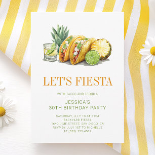 Simple Mexican Tacos Fiesta 30th Birthday Party Invitation