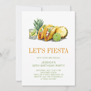 Simple Mexican Tacos Fiesta 30th Birthday Party Invitation
